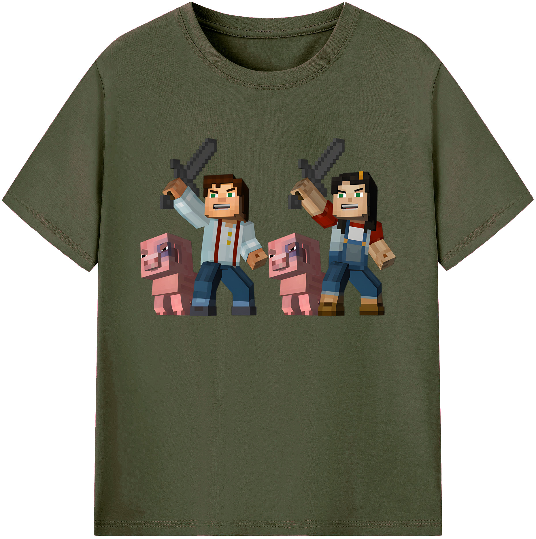 （画像用） マインクラフト ブロックの世界 Minecraft MC Block world 綿100％ メンズ半袖Tシャツ｜肌触りやわらか＆通気性